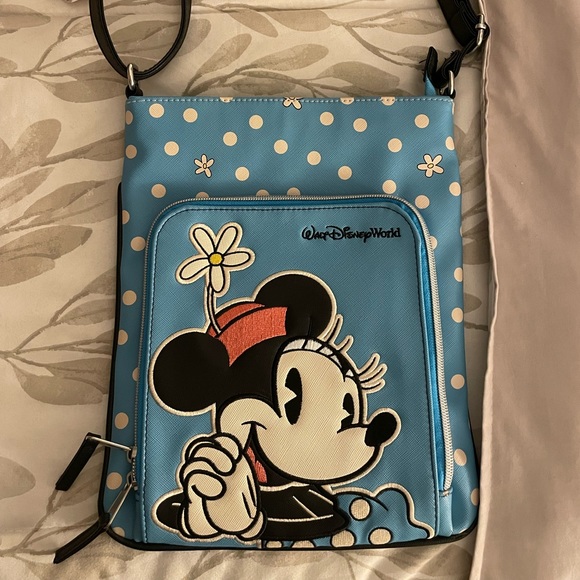 Disney World Minnie Mouse Blue Embroidered Crossbody - Picture 2 of 5